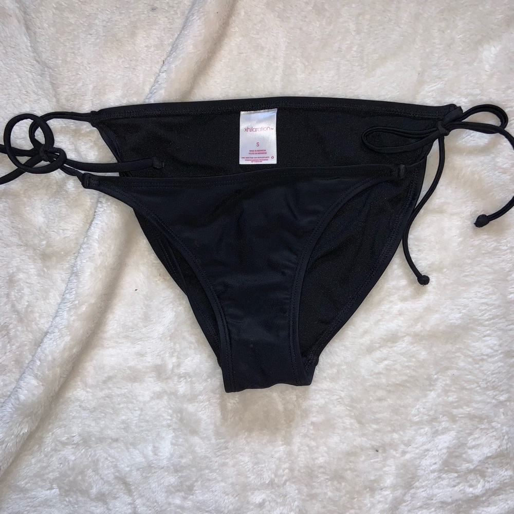 Black basic side tie bikini bottoms